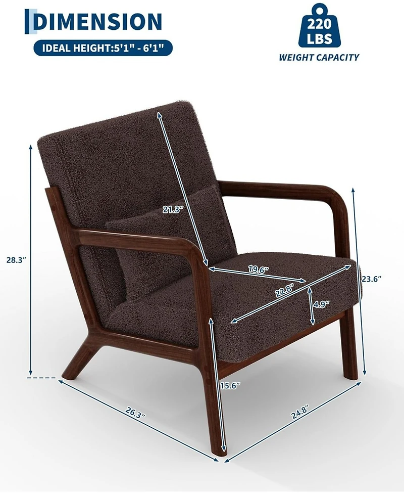 gaomon Modern Sherpa Accent Chair, Ergonomic Lounge Armchair for Living Room, Bedroom, Office