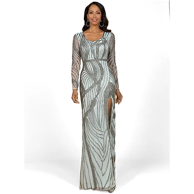 Lara Women's Cascading Beads Long Sleeve Dress