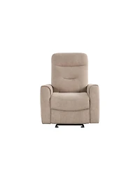 Clihome Durable Microsuede Velvet Manual Recliner with Rocker Function, Double Stitched Seam Accent Chair Side Handle Release