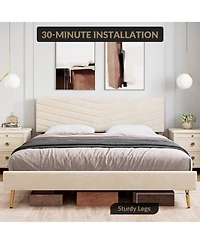 homfan Adjustable Soft Headboard Upholstered Bed Frame