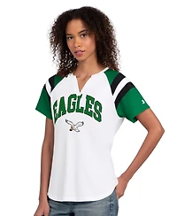 Starter Women's White Philadelphia Eagles Game On Notch Neck T-Shirt