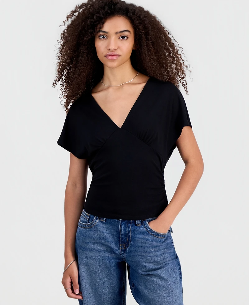 Madden Girl Juniors' Dolman-Sleeve V-Neck Top