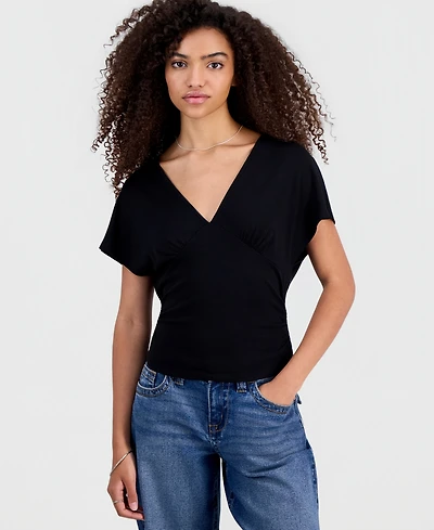 Madden Girl Juniors' Dolman-Sleeve V-Neck Top