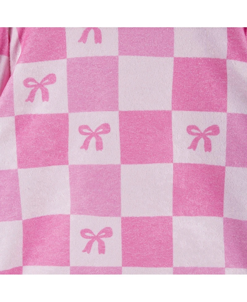 Andy & Evan Big Girls Checkered Bow Terry Pull-Over and Short Set