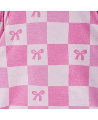 Andy & Evan Big Girls Checkered Bow Terry Pull-Over and Short Set