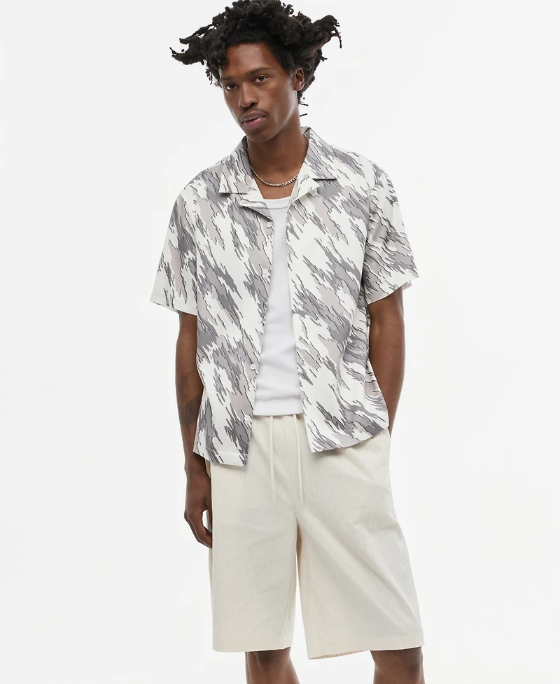Mode of One Men's Relaxed-Fit Camo Short-Sleeve Shirt, Macy's Exclusive