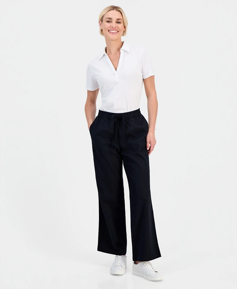 Style & Co Petite Twill-Tape Wide-Leg Pull-On Pants, Macy's Exclusive