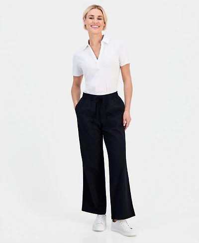 Style & Co Petite Twill-Tape Wide-Leg Pull-On Pants, Macy's Exclusive