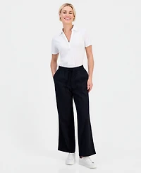 Style & Co Petite Twill-Tape Wide-Leg Pull-On Pants, Macy's Exclusive