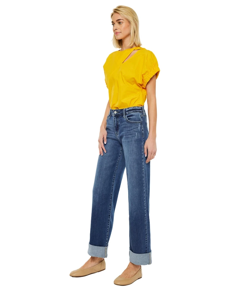 KanCan Essential Women's Ivanna High Rise Wide Jeans