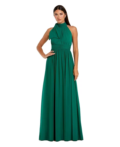 Mac Duggal Women's Line Gown With High Neckline