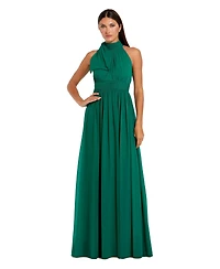 Mac Duggal Women's Line Gown With High Neckline