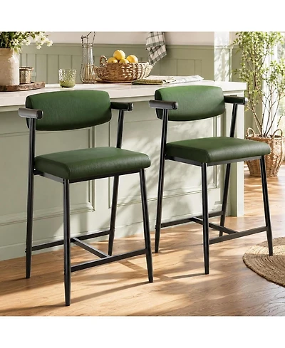 gaomon 2 Sets 26 Inch Retro Green Bar Stools