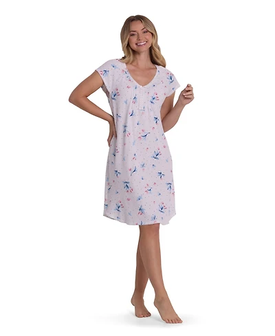 Miss Elaine Women's Short-Sleeve Printed Short Nightgown