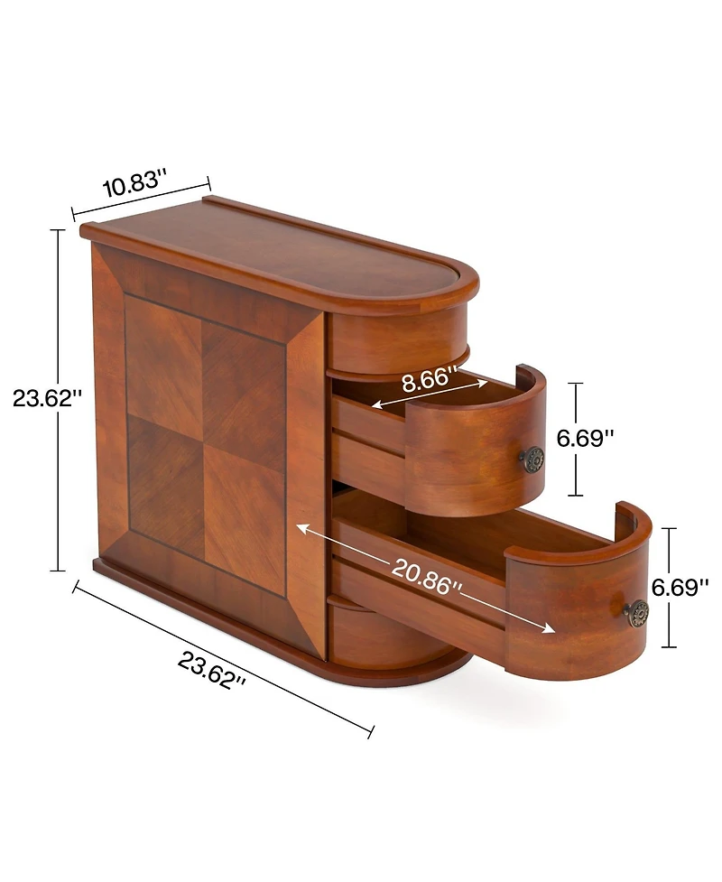 Slickblue Sofa Side Table with 2 Drawers for Bedroom and Living Room