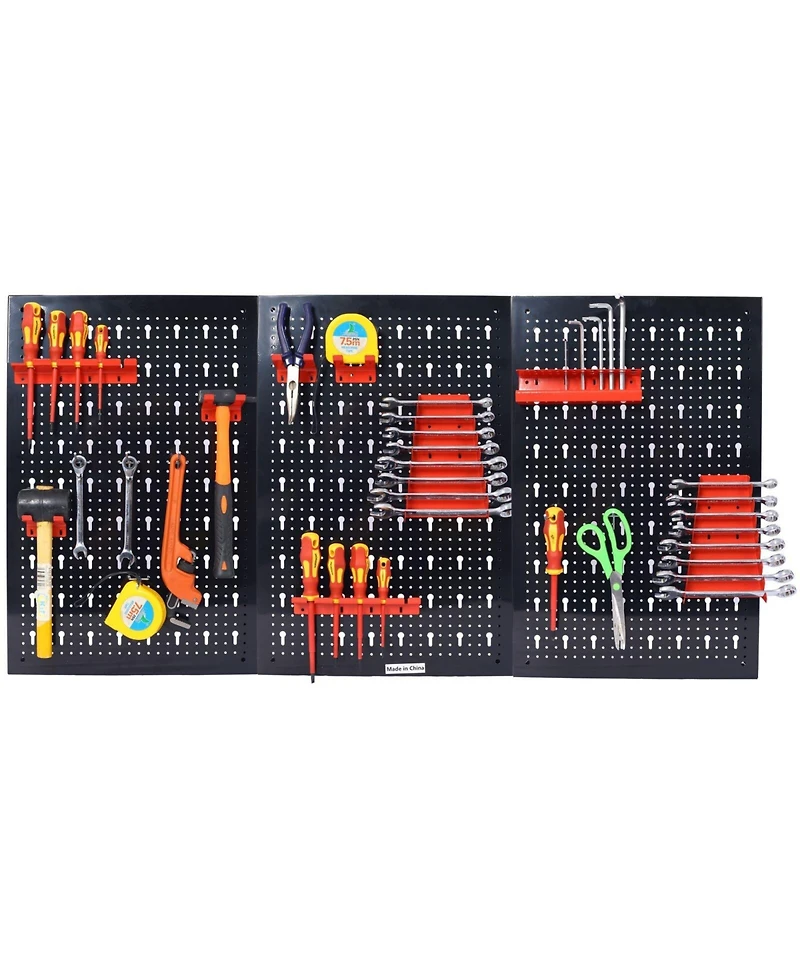 Yescom Metal Pegboard 48x24 Garage Tool Organizer Wall Mount with 3pcs 24x16 Black Peg boards and Pegboard Hooks Racks Accessories