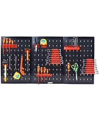 Yescom Metal Pegboard 48x24 Garage Tool Organizer Wall Mount with 3pcs 24x16 Black Peg boards and Pegboard Hooks Racks Accessories