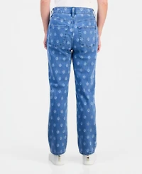Style & Co Petite Printed High-Rise Straight Jeans, Macy's Exclusive