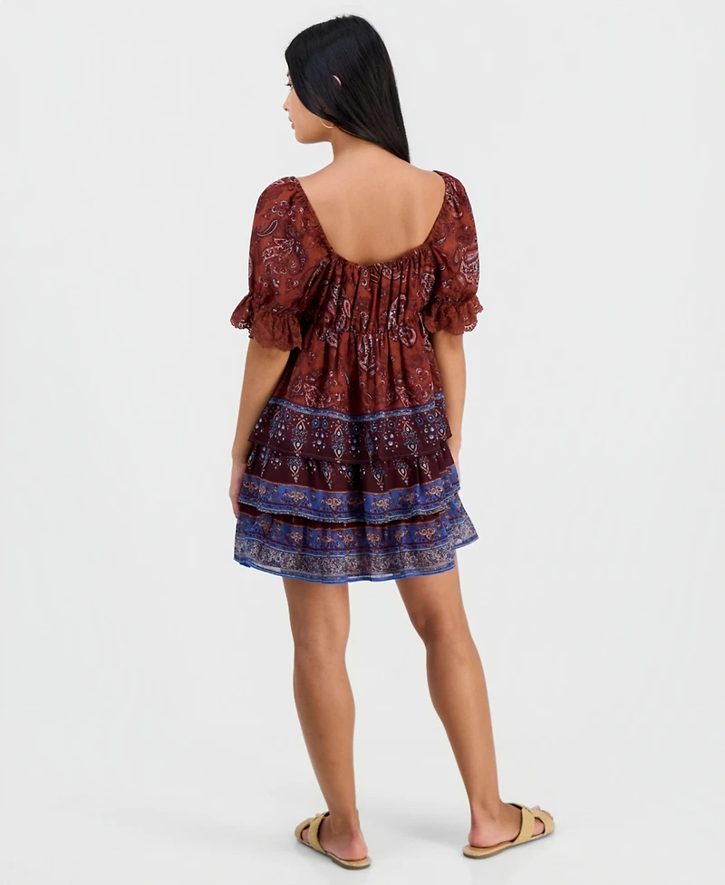 And Now This Petite Paisley Puff-Sleeve Mini Dress, Macy's Exclusive