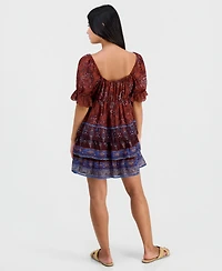 And Now This Petite Paisley Puff-Sleeve Mini Dress, Macy's Exclusive