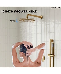 Everstrein Wall Mount Pressure-Balanced Shower System,10" Rainfall Head with Slider Bar Handheld Spray