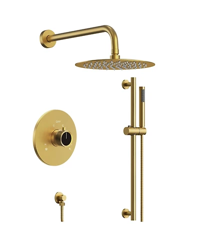 Everstrein Wall Mount Pressure-Balanced Shower System,10" Rainfall Head with Slider Bar Handheld Spray