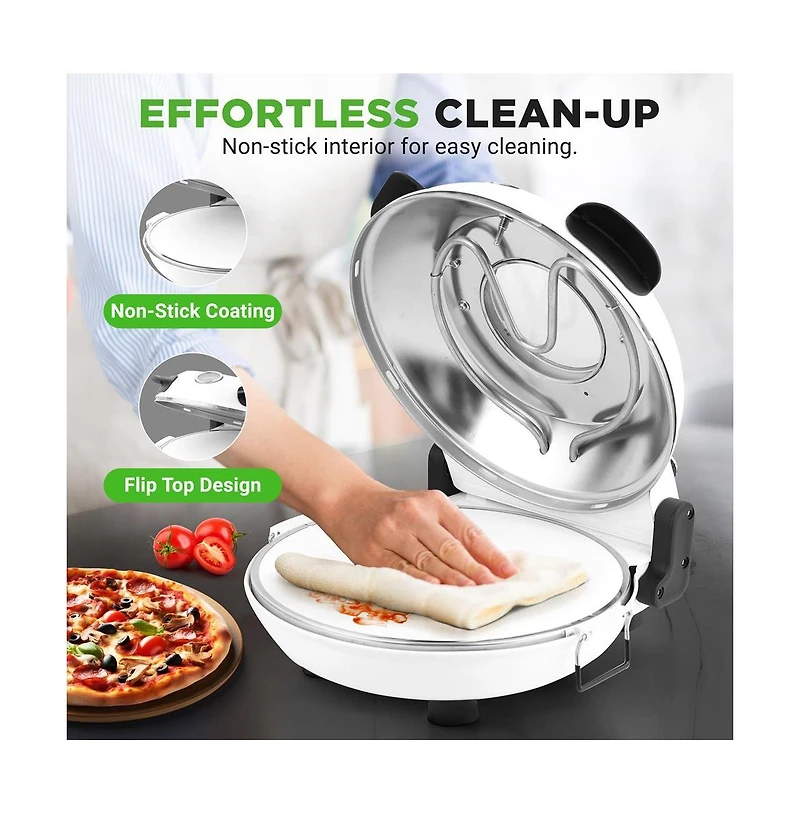 Countertop Pizza Maker - Electric Pizza Oven with Temperature Controls, Window and Thermometer