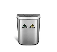 Ninestars Dual Compartment Motion Sensor Trash Can 18.5 Gallon Semi-Round Stainless Steel