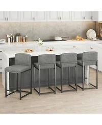 gaomon Set of 4 Modern Bar Stools– Pu Leather Counter Height Barstools with Back, Upholstered Bar Chairs for Kitchen Island and Home Bar, Metal Frame