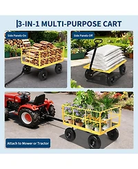 gaomon Heavy Duty 1500 lbs Capacity Steel Garden Cart with Removable Sides All-Terrain Wheels and Atv Trailer Compatibility