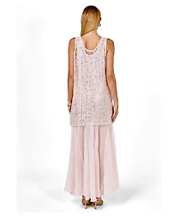 endless rose Women's Sequins Overlay Chiffon Maxi Dress