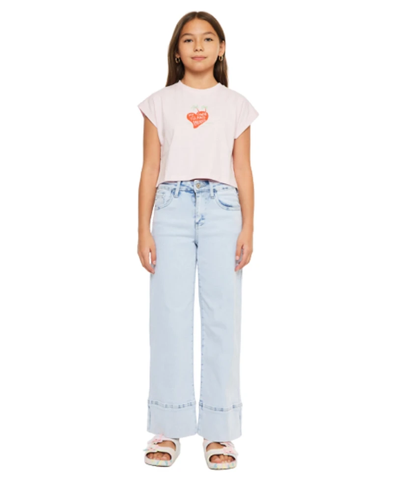 KanCan Big Girls Usa Kassie High Rise Crop Wide Leg Jeans