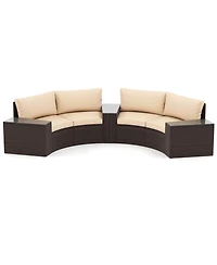 Gymax Set Of 5 Patio Furniture Set w/Tempered Glass Top Side Tables Back and Seat Cushions