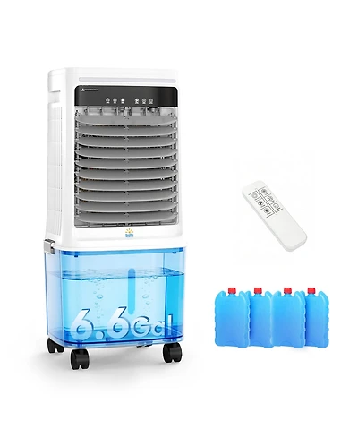 Etust Portable Evaporative Air Cooler with 19L Water Tank, 3-Speed Swamp Cooler for Dry Climates, Space-Saving Floor Fan for Home,