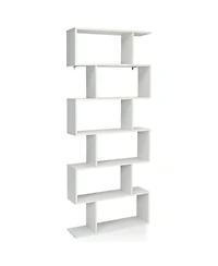 Gymax 6 Tier S-Shaped Bookshelf Storage Display Bookcase Decor Z-Shelf Coffee