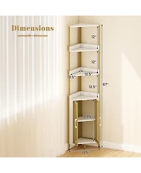 Gymax 6-Tier Corner Shelf 67'' Tall Corner Bookshelf w/Cabinet and Adjustable Shelf