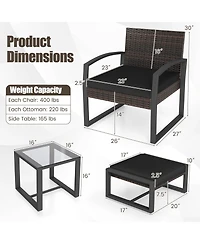 Gymax Furniture Set Patio Rattan Conversation for BalconyPorch Backyard Outdoor