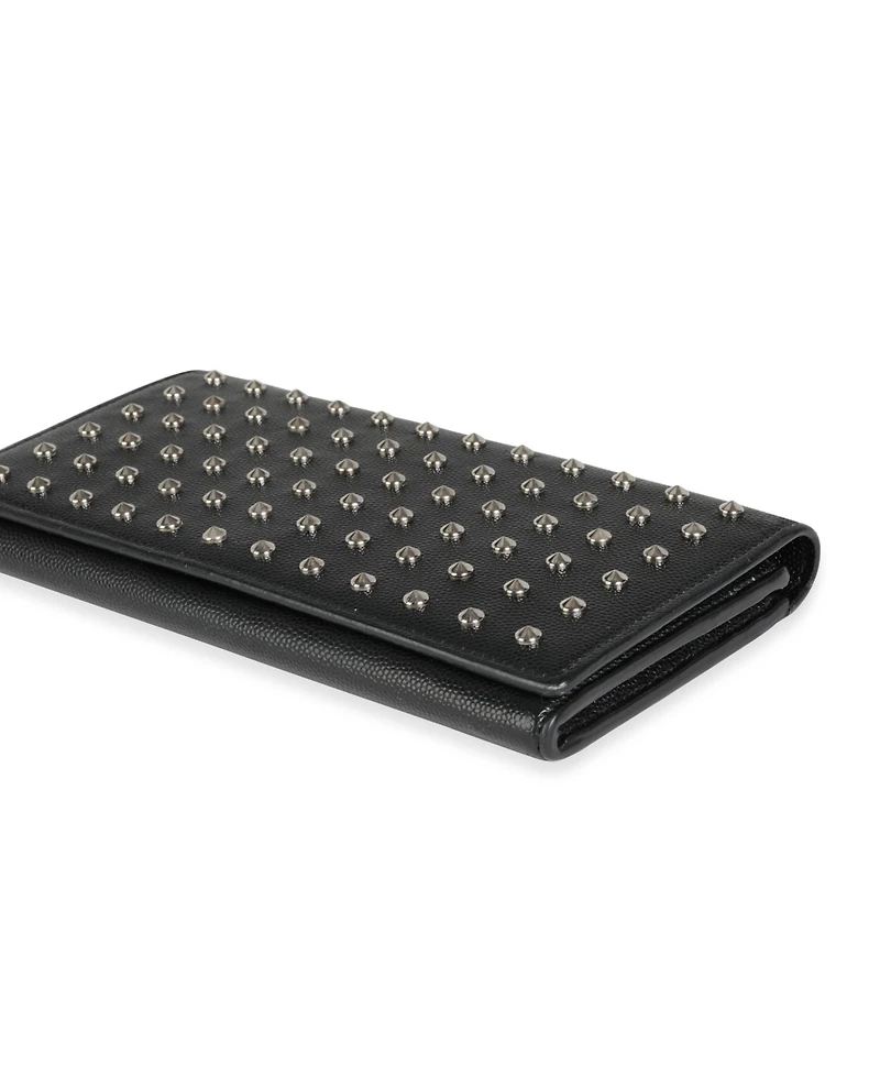 Pre-Owned Saint Laurent Black Grain De Poudre Leather Studded Classic Marquage Flap Wallet