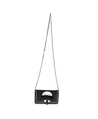 Pre-Owned Fendi Black Vitello Elite and Mink Studded Karlito Chain Wallet