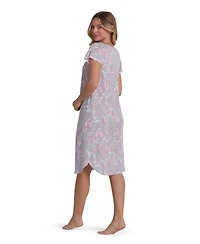 Miss Elaine Women's Short-Sleeve Printed Short Gown