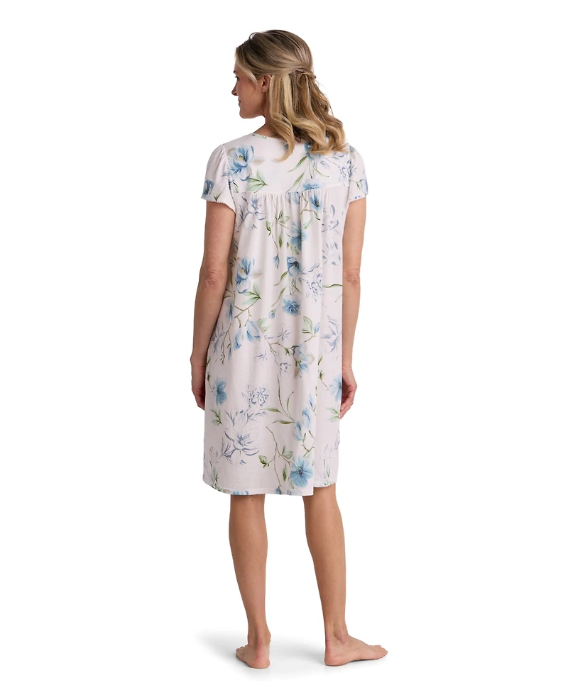 Miss Elaine Petite Short-Sleeve Printed Short Gown