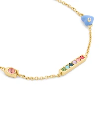 Coach Faux Stone Signature C Enamel Heart Charm Bracelet