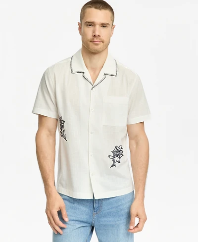 Sun + Stone Men's Nicholas Embroidered Camp Shirt