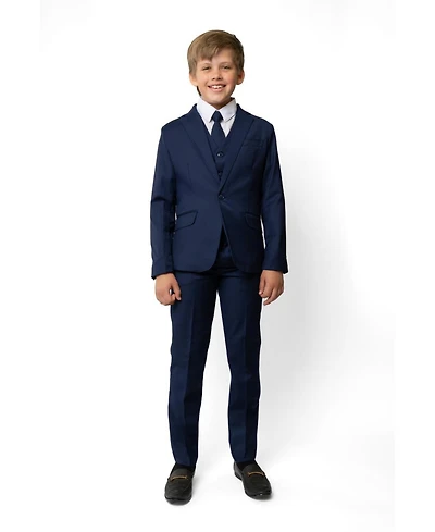 Peanut Butter Collection Big Boys Luxor Slim Fit Wool Blend 5-Piece Shirt, Tie, Jacket, Vest and Pants Suit Set