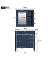 Sillysis 30" Modern Freestanding Bathroom Vanity with Ceramic Sink-Sillysis
