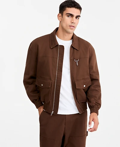 Mode of One Men's Flight Utilitarian Cotton-Blend Relaxed-Fit Bomber Jacket, Macy's Exclusive