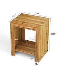 Slickblue Solid Wood Nightstand with Open Storage Shelves and Rustic Style