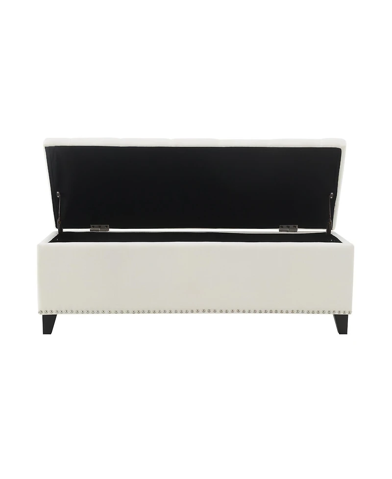flynama 47.5" Beige Teddy Fabric Storage Ottoman