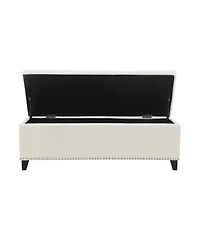 flynama 47.5" Beige Teddy Fabric Storage Ottoman