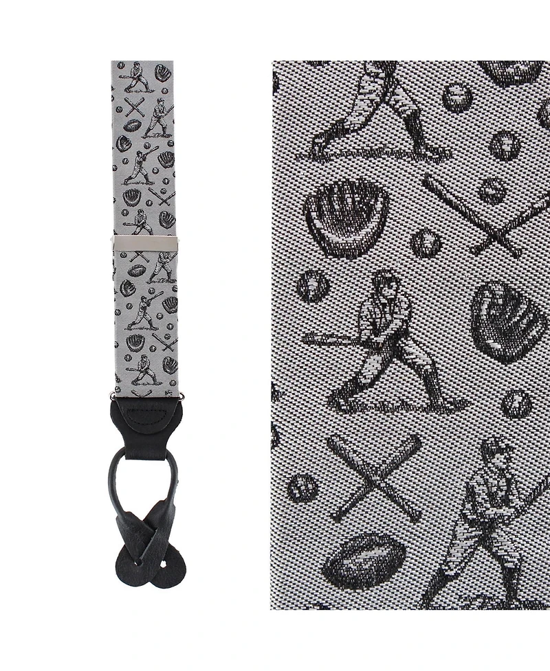 Trafalgar Men's Batter Up Novelty Baseball Silk Button End Suspenders